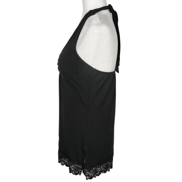 WHBM Black Lace Trim Flowy Halter Top Women's Medium - Picture 4 of 9